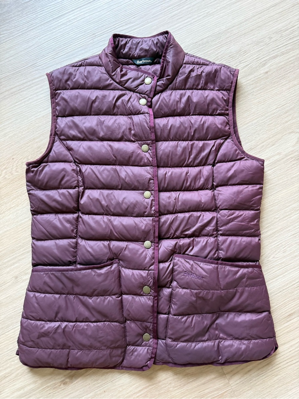 Barbour Bretby Gilet Puffer Vest Oxblood Maroon Sz 8